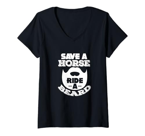 Damen Rette einen Pferderitt EIN Bart Lustige bärtige Männer T-Shirt mit V-Ausschnitt Damen Rette einen Pferderitt EIN Bart Lustige bärtige Männer T-Shirt mit V-Ausschnitt von Funny Bearded Man Gifts