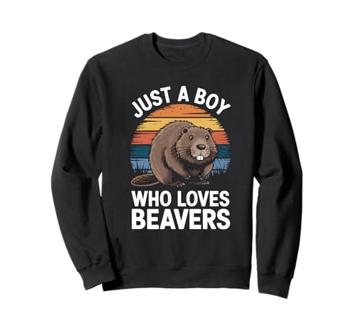 Just a Boy Who Loves Beavers Retro Kinder Jungen Biber Sweatshirt Just a Boy Who Loves Beavers Retro Kinder Jungen Biber Sweatshirt von Funny Beaver Lover Apparel for Men Women