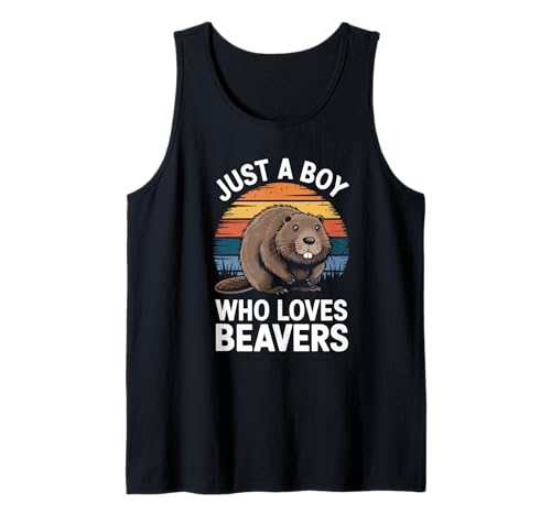 Just a Boy Who Loves Beavers Retro Kinder Jungen Biber Tank Top Just a Boy Who Loves Beavers Retro Kinder Jungen Biber Tank Top von Funny Beaver Lover Apparel for Men Women