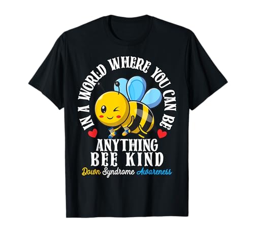 Down-Syndrom-Bewusstsein Be Kind Trisomie 21 Bee Kind Be Extra T-Shirt von Funny Bee Down Syndrome Awareness Be Kind Shirts