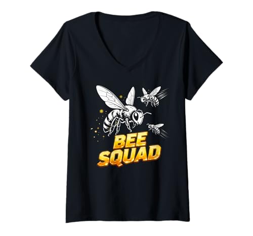 Damen Beekeeper Humour Hive Bees Honeybee Bee Squad T-Shirt mit V-Ausschnitt Damen Beekeeper Humour Hive Bees Honeybee Bee Squad T-Shirt mit V-Ausschnitt von Funny Beekeeping