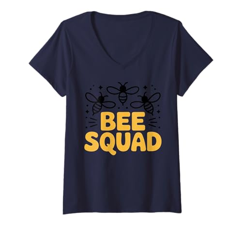 Damen Beekeeper Humour Hive Bees Honeybee Bee Squad T-Shirt mit V-Ausschnitt Damen Beekeeper Humour Hive Bees Honeybee Bee Squad T-Shirt mit V-Ausschnitt von Funny Beekeeping