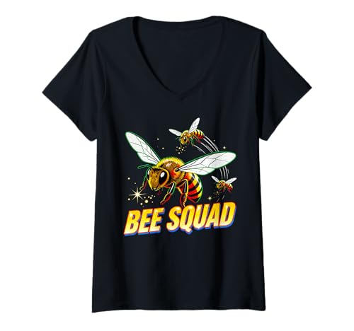 Damen Humour Hive Bees Honeybee Bee Squad Funny Beekeeper T-Shirt mit V-Ausschnitt Damen Humour Hive Bees Honeybee Bee Squad Funny Beekeeper T-Shirt mit V-Ausschnitt von Funny Beekeeping