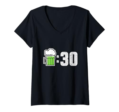 Damen Beer 30 Distressed Cool Retro Lustiges Meme für Biertrinker T-Shirt mit V-Ausschnitt von Funny Beer 30 Tee for Drinkers Apparel Gifts By Mj