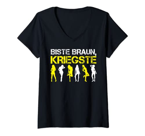 Damen Lustiges Mallorca BISTE BRAUN KRIEGSTE FRAUEN, Shirt Bier 23 T-Shirt mit V-Ausschnitt Damen Lustiges Mallorca BISTE BRAUN KRIEGSTE FRAUEN, Shirt Bier 23 T-Shirt mit V-Ausschnitt von Funny Beer Tees