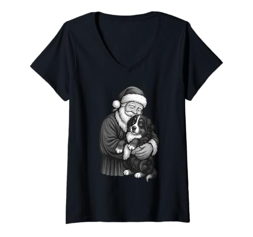 Damen Berner Sennenhund Weihnachtsmann Weihnachten Hundeliebhaber T-Shirt mit V-Ausschnitt Damen Berner Sennenhund Weihnachtsmann Weihnachten Hundeliebhaber T-Shirt mit V-Ausschnitt von Funny Berner Holiday Dog Designs
