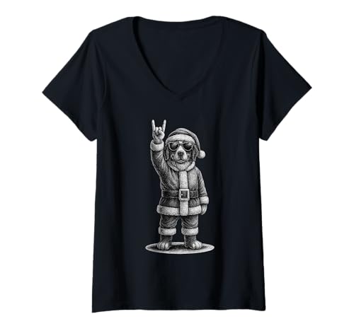 Damen Berner Sennenhund Rockmusik Weihnachten Hundeliebhaber T-Shirt mit V-Ausschnitt Damen Berner Sennenhund Rockmusik Weihnachten Hundeliebhaber T-Shirt mit V-Ausschnitt von Funny Berner Rock And Roll Dog Designs