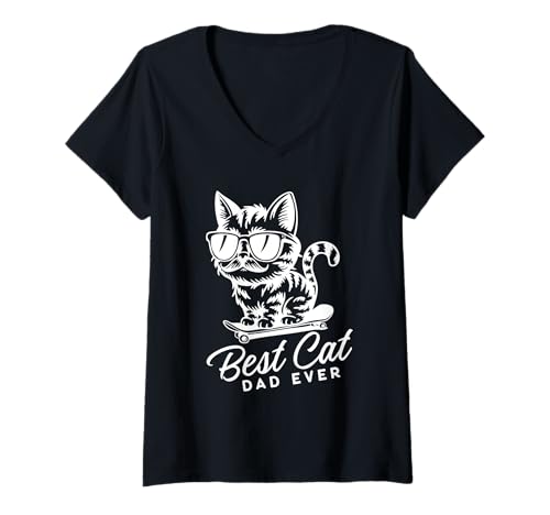 Damen Lustiger Katzenvater aller Zeiten im Vintage-Stil T-Shirt mit V-Ausschnitt Damen Lustiger Katzenvater aller Zeiten im Vintage-Stil T-Shirt mit V-Ausschnitt von Funny Best Cat Dad Ever