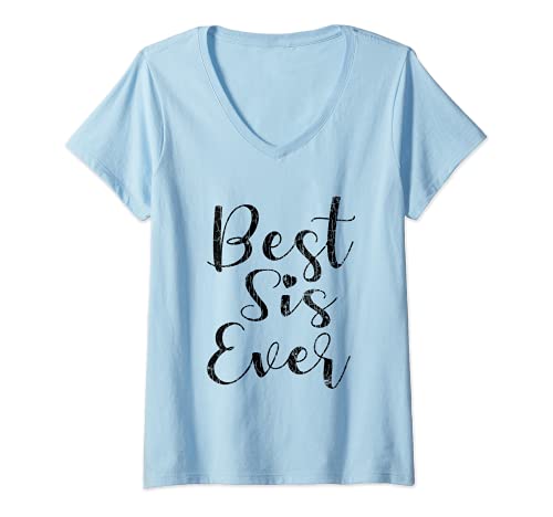 Damen Lustige Schwester mit Aufschrift „Best Sis Ever“ T-Shirt mit V-Ausschnitt Damen Lustige Schwester mit Aufschrift „Best Sis Ever“ T-Shirt mit V-Ausschnitt von Funny Best Sister Graphic & More