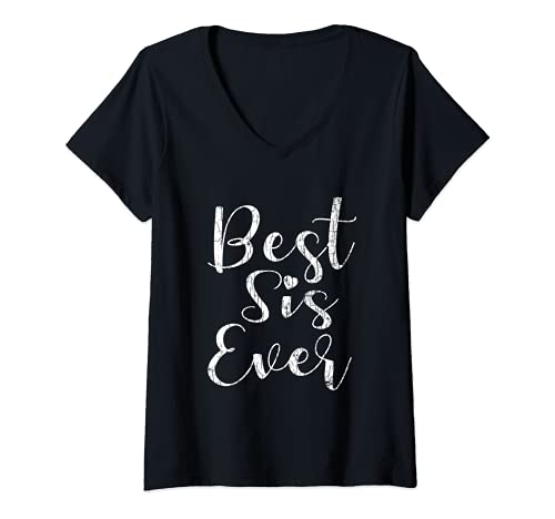 Damen Lustige Schwester mit Aufschrift „Best Sis Ever“ T-Shirt mit V-Ausschnitt Damen Lustige Schwester mit Aufschrift „Best Sis Ever“ T-Shirt mit V-Ausschnitt von Funny Best Sister Graphic & More