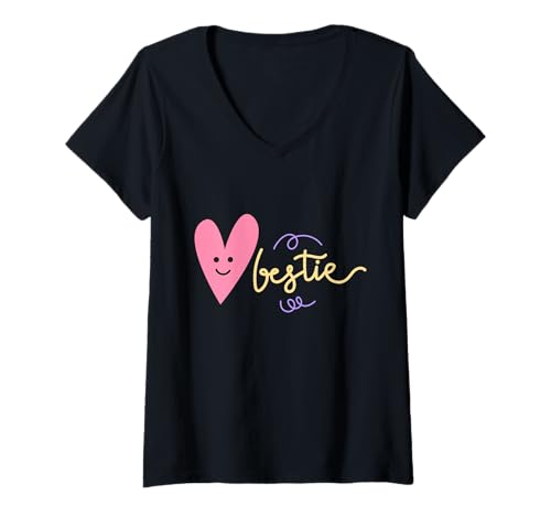 Damen Lustiges Bestie Unisex-Design für Männer und Frauen T-Shirt T-Shirt mit V-Ausschnitt von Funny Bestie Unisex Design For Men Women Tee