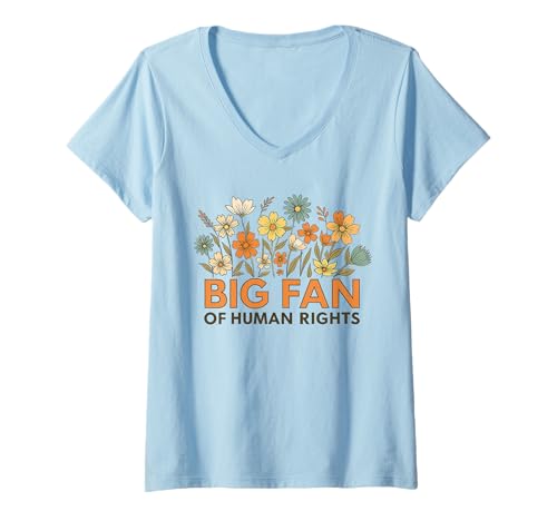 Damen Großer Fan von Menschenrechten T-Shirt mit V-Ausschnitt Damen Großer Fan von Menschenrechten T-Shirt mit V-Ausschnitt von Funny Big Fan Of Human Rights Shirt