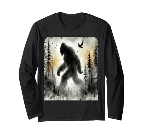 Bigfoot In The Forest Adventure Outdoor-Liebhaber Herren Damen Langarmshirt von Funny Bigfoot, Cool Bigfoot Lovers
