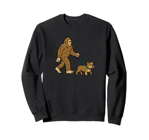 Bigfoot Walking Bulldog, Hund, Papa Mama, Sasquatch Sweatshirt von Funny Bigfoot Graphic Apparel Men Women Kids by RJ