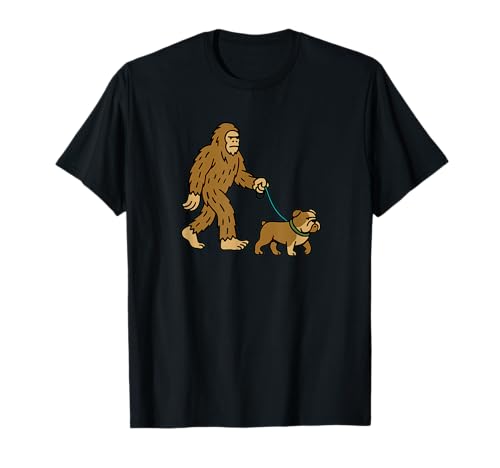 Bigfoot Walking Bulldog, Hund, Papa Mama, Sasquatch T-Shirt von Funny Bigfoot Graphic Apparel Men Women Kids by RJ