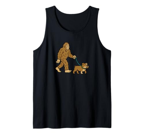 Bigfoot Walking Bulldog, Hund, Papa Mama, Sasquatch Tank Top von Funny Bigfoot Graphic Apparel Men Women Kids by RJ