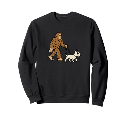 Bigfoot Walking Bulldog Terrier, Hund, Papa, Mama, Sasquatch Sweatshirt von Funny Bigfoot Graphic Apparel Men Women Kids by RJ