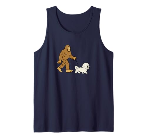 Bigfoot Walking Coton De Tulear Hund Papa Mama - Sasquatch Tank Top von Funny Bigfoot Graphic Apparel Men Women Kids by RJ