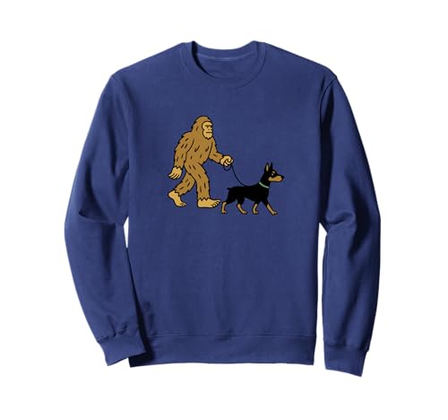 Bigfoot Walking Dobermann Hund Papa Mama - Sasquatch Sweatshirt von Funny Bigfoot Graphic Apparel Men Women Kids by RJ