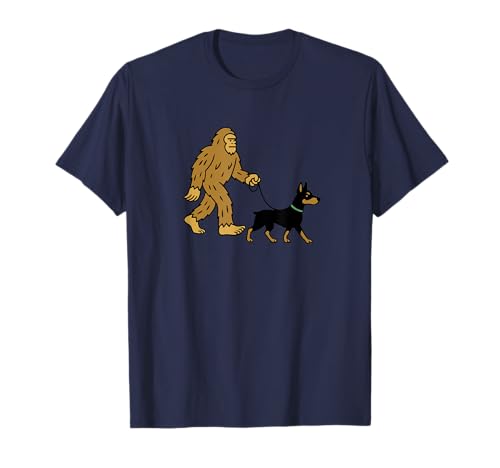 Bigfoot Walking Dobermann Hund Papa Mama - Sasquatch T-Shirt von Funny Bigfoot Graphic Apparel Men Women Kids by RJ