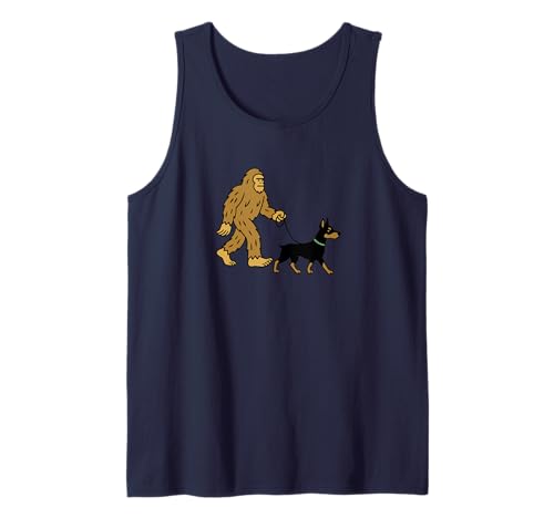 Bigfoot Walking Dobermann Hund Papa Mama - Sasquatch Tank Top von Funny Bigfoot Graphic Apparel Men Women Kids by RJ