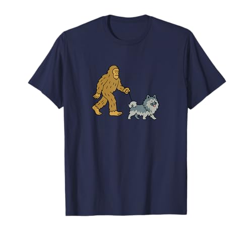 Bigfoot Walking Keeshond Hund Papa Mama - Sasquatch T-Shirt von Funny Bigfoot Graphic Apparel Men Women Kids by RJ