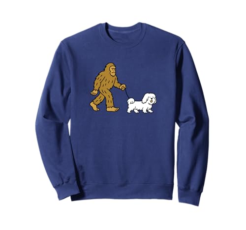 Bigfoot Walking Lhasa Apso, Hund, Papa, Mama, Sasquatch Sweatshirt von Funny Bigfoot Graphic Apparel Men Women Kids by RJ