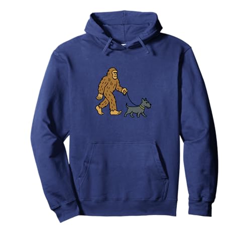 Bigfoot Walking Scottish Terrier Hund Papa Mama - Sasquatch Pullover Hoodie von Funny Bigfoot Graphic Apparel Men Women Kids by RJ