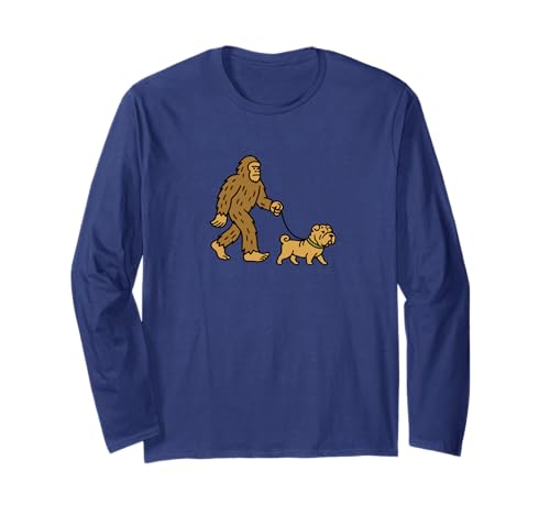 Bigfoot Walking Shar Pei Hund Papa Mama - Sasquatch Langarmshirt von Funny Bigfoot Graphic Apparel Men Women Kids by RJ