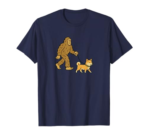 Bigfoot Walking Shiba Inu Hund Papa Mama - Sasquatch T-Shirt von Funny Bigfoot Graphic Apparel Men Women Kids by RJ