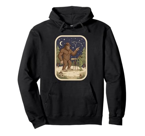 Bigfoot Stargazing Herren Jungen Sasquatch Stars Distressed Pullover Hoodie von Funny Bigfoot Shirt StarGazing For Men and Boys