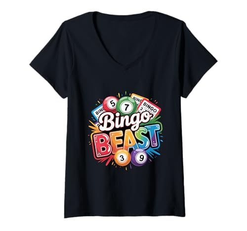 Damen Bingo Beast Spieler T-Shirt mit V-Ausschnitt Damen Bingo Beast Spieler T-Shirt mit V-Ausschnitt von Funny Bingo Player Co