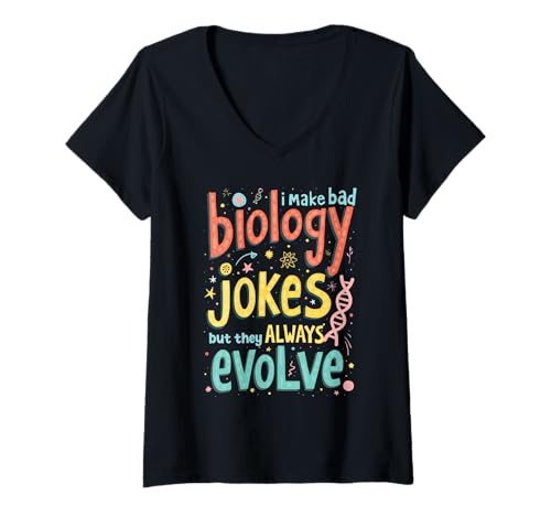 Damen Lustige Biologie Witze Schulfach Biologe Wissenschaft Lehrer T-Shirt mit V-Ausschnitt Damen Lustige Biologie Witze Schulfach Biologe Wissenschaft Lehrer T-Shirt mit V-Ausschnitt von Funny Biology Jokes Science Teacher