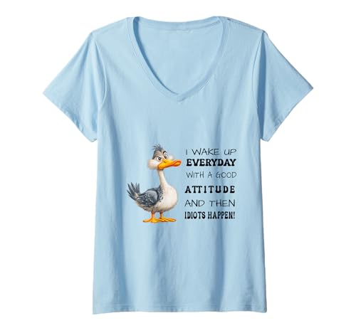 Damen Funny Bird Grumpy Duck Sarcastic Quote Humor Joke Men Women T-Shirt mit V-Ausschnitt Damen Funny Bird Grumpy Duck Sarcastic Quote Humor Joke Men Women T-Shirt mit V-Ausschnitt von Funny Bird Grumpy Duck Sarcastic Quote Humor