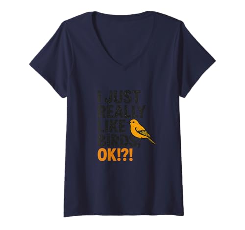 Damen Ich mag Vögel wirklich Ok?!? T-Shirt mit V-Ausschnitt Damen Ich mag Vögel wirklich Ok?!? T-Shirt mit V-Ausschnitt von Funny Bird Lovers Merch Store