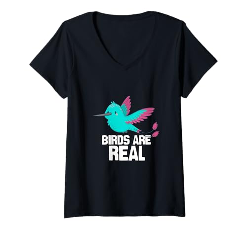 Damen Vögel sind echte süße Kawaii-Vögel, Fliegende Tiere, Liebe T-Shirt mit V-Ausschnitt Damen Vögel sind echte süße Kawaii-Vögel, Fliegende Tiere, Liebe T-Shirt mit V-Ausschnitt von Funny Bird Watcher Freedom Nature Lover