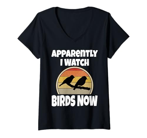 Damen Lustige Vogelbeobachtung Anscheinend beobachte ich Birds Now Birding T-Shirt mit V-Ausschnitt Damen Lustige Vogelbeobachtung Anscheinend beobachte ich Birds Now Birding T-Shirt mit V-Ausschnitt von Funny Bird Watching Gifts