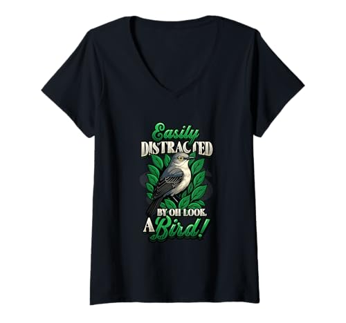 Damen Vogelbeobachtung leicht abgelenkt Oh Look A Bird T-Shirt mit V-Ausschnitt Damen Vogelbeobachtung leicht abgelenkt Oh Look A Bird T-Shirt mit V-Ausschnitt von Funny Birdwatching Humor Designs