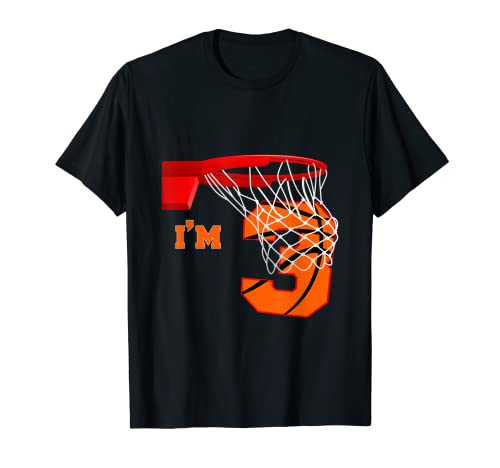 I'm 3 Basketball Geburtstag Junge und Mädchen 3 Jahre alt Geburtstag T-Shirt von Funny Birthday Basketball Apparels