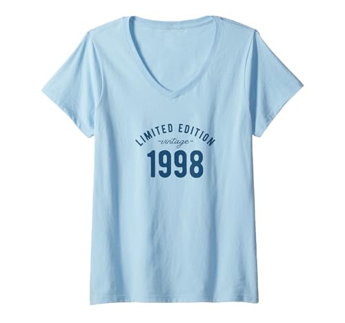 Damen Limited Edition Vintage Birthday 1998 Blau T-Shirt mit V-Ausschnitt Damen Limited Edition Vintage Birthday 1998 Blau T-Shirt mit V-Ausschnitt von Funny Birthday For Men and Women