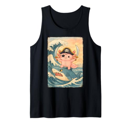 Kawaii Pirat Axolotl Reithai Retro Japanisch Anime Kinder Tank Top Kawaii Pirat Axolotl Reithai Retro Japanisch Anime Kinder Tank Top von Funny Birthday Halloween Cute Axolotl Lovers Kids