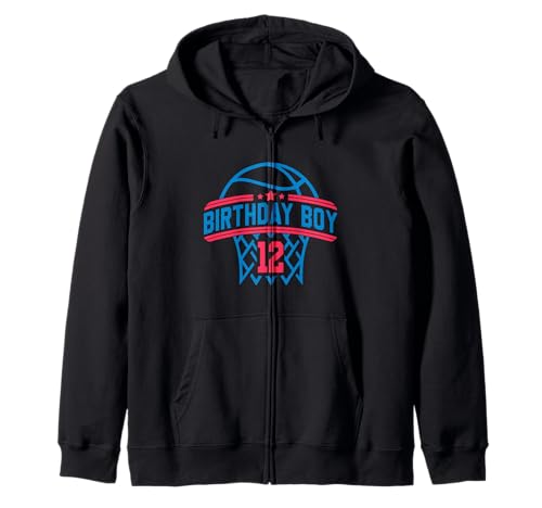 12 Years Old Birthday Boy Basketball Rot und Blau Kapuzenjacke 12 Years Old Birthday Boy Basketball Rot und Blau Kapuzenjacke von Funny Birthday Party Baller Basketball Apparel
