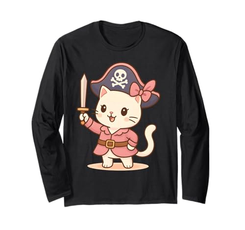 Kawaii Katze Pirat Prinzessin Niedliches Halloween Kostüm Kinder Mädchen Langarmshirt Kawaii Katze Pirat Prinzessin Niedliches Halloween Kostüm Kinder Mädchen Langarmshirt von Funny Birthday Pirate Party Adorable Cat Lover