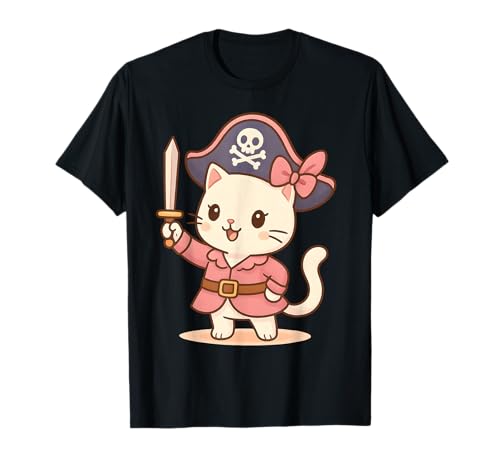 Kawaii Katze Pirat Prinzessin Niedliches Halloween Kostüm Kinder Mädchen T-Shirt Kawaii Katze Pirat Prinzessin Niedliches Halloween Kostüm Kinder Mädchen T-Shirt von Funny Birthday Pirate Party Adorable Cat Lover