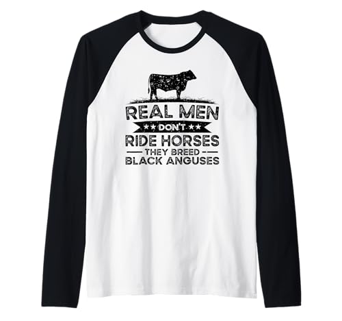 Men Don't Ride Rinderrinder, Schwarz Raglan Men Don't Ride Rinderrinder, Schwarz Raglan von Funny Black Angus Gift for Men, Women & Farmer
