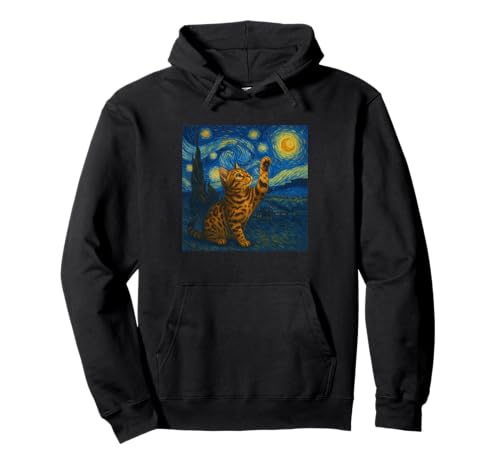 Sternennacht Katze Van Gogh Geschenk Bengalkatze Katzen Mama Pullover Hoodie von Funny Black Cat Starry Night Van Gogh Cat Lovers