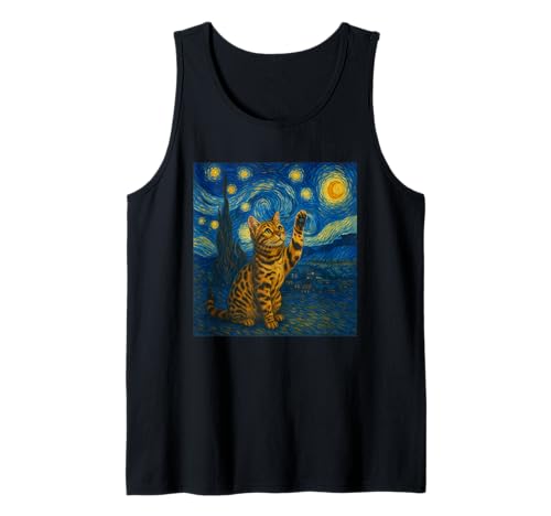 Sternennacht Katze Van Gogh Geschenk Bengalkatze Katzen Mama Tank Top von Funny Black Cat Starry Night Van Gogh Cat Lovers