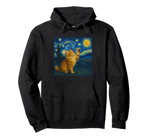 Sternennacht Katze Van Gogh Geschenk Maine Coon Katzen Mama Pullover Hoodie von Funny Black Cat Starry Night Van Gogh Cat Lovers