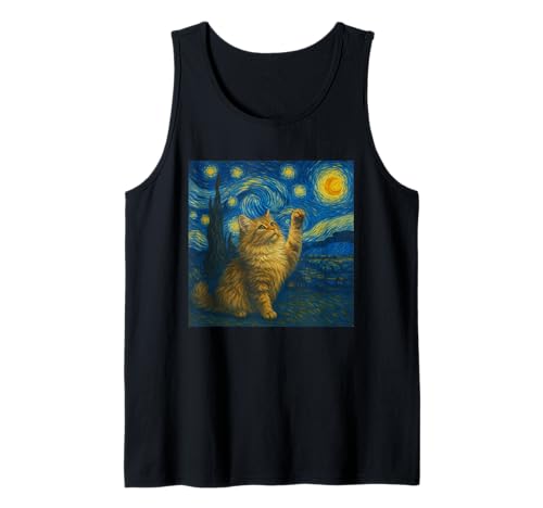 Sternennacht Katze Van Gogh Geschenk Maine Coon Katzen Mama Tank Top von Funny Black Cat Starry Night Van Gogh Cat Lovers