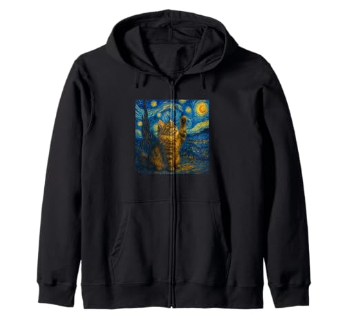 Sternennacht Katze Van Gogh Geschenk Perserkatze Katzen Mama Kapuzenjacke von Funny Black Cat Starry Night Van Gogh Cat Lovers